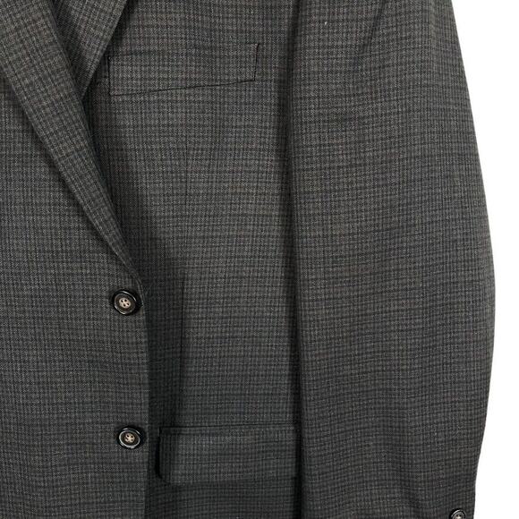 Chaps Mens Brown Plaid Suit Jacket Blazer Sport Coat 2 Button Business 42R - Picture 6 of 16